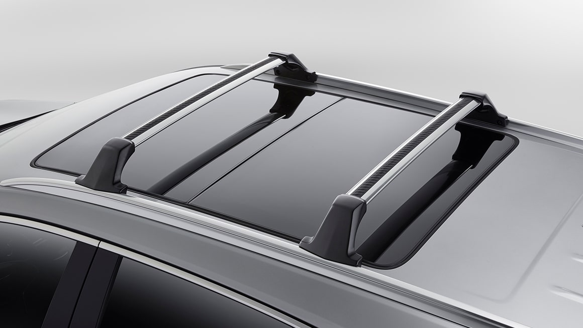 Bright roof rack cross rails