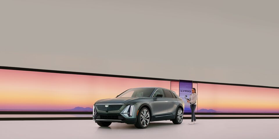 A Cadillac Live Agent Does a Walkaround of the LYRIQ in the Showroom