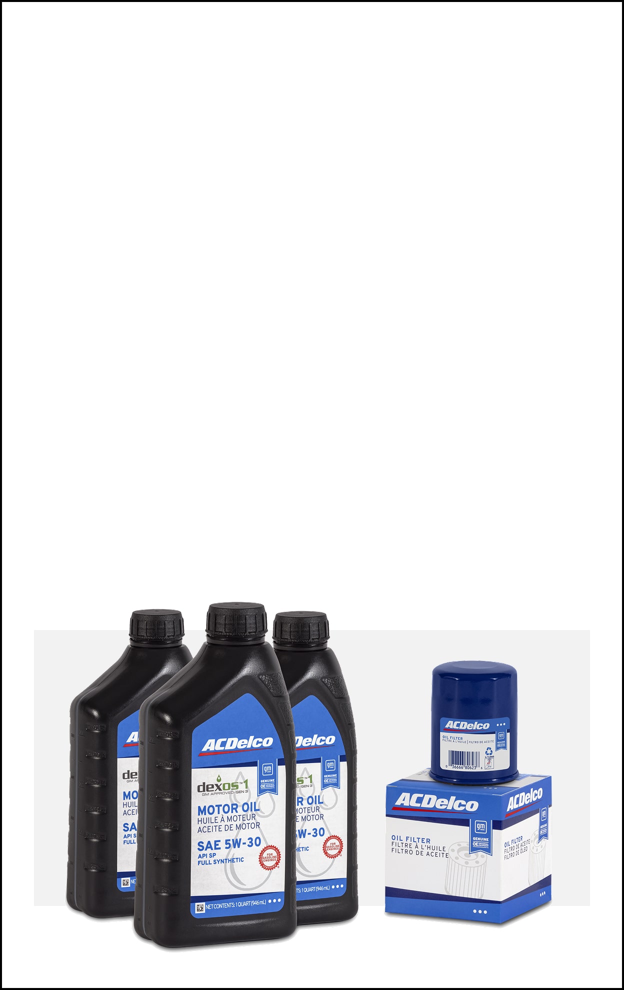 ACDelco Oil and Accessories Against a White Background