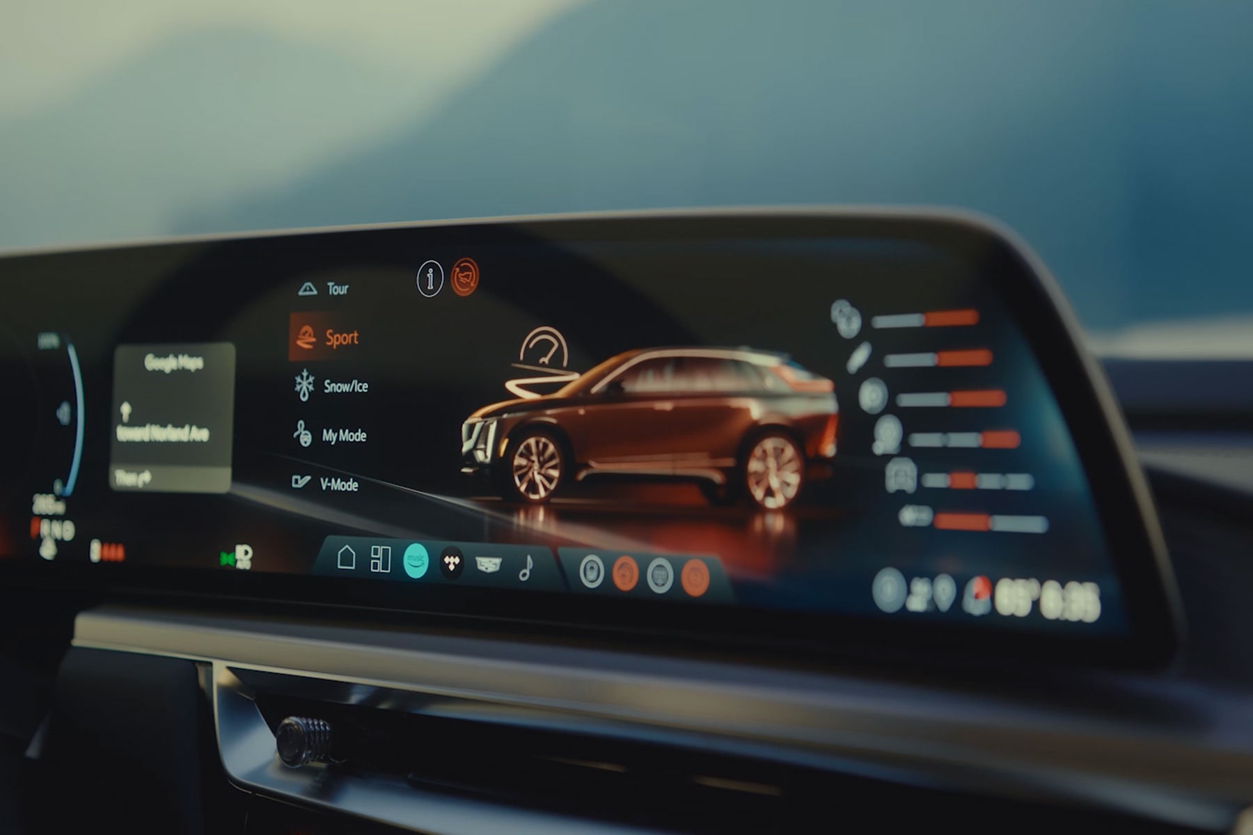 2027 Cadillac LYRIQ-V Performance Display Shown on the Digital Instrument Panel.