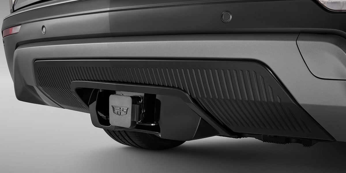 Close-up of the 2027 Cadillac VISTIQ's Tow Hitch Accessory