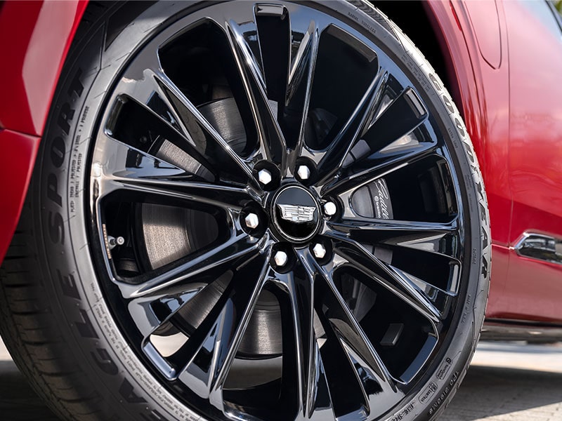 Close-up of a Red Cadillac's Wheels