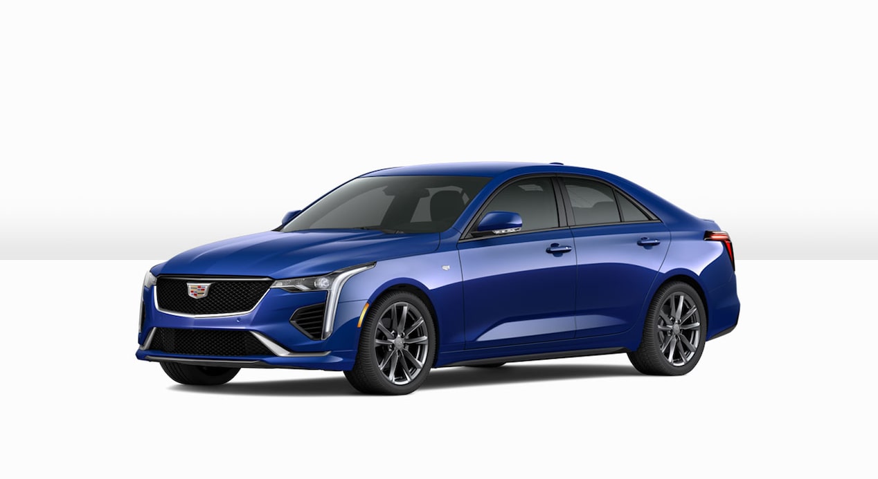 Un perfil lateral de Cadillac CT4 Blackwing 2024, Azul Oscuro