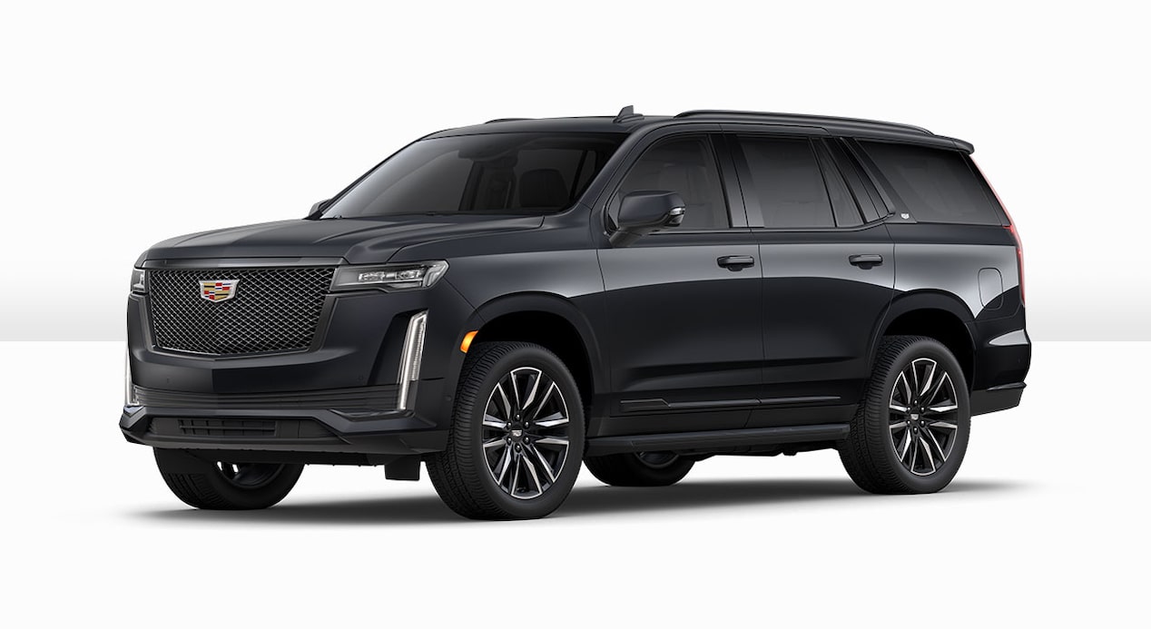 Vista de perfil lateral de Cadillac Escalade 2024 en Negro