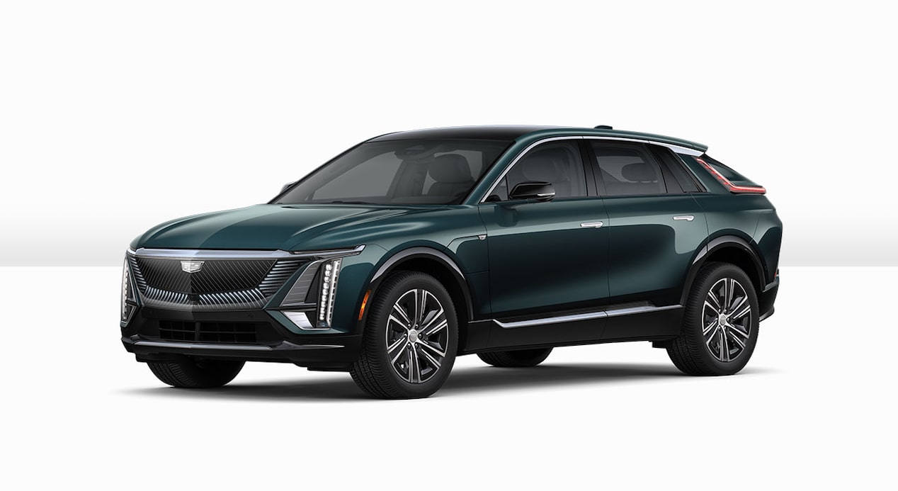 Vista de perfil lateral de Cadillac LYRIQ 2024 en Verde Oscuro