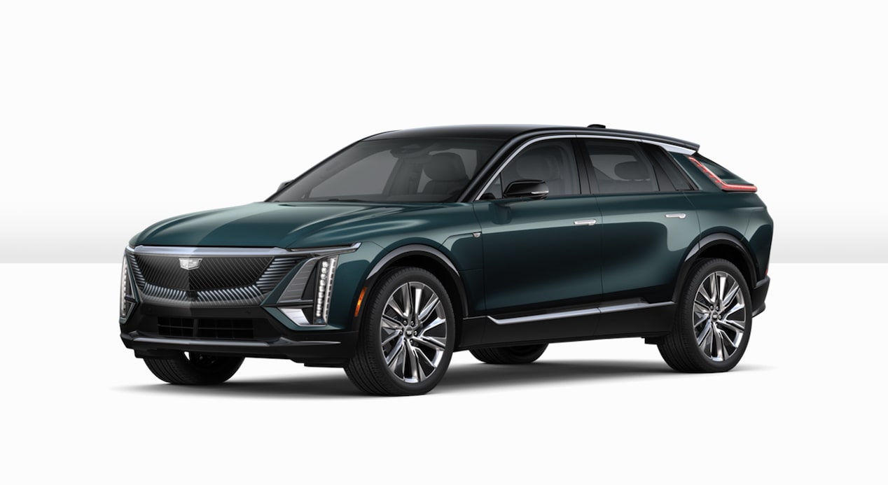 Vista de perfil lateral de Cadillac LYRIQ 2024 en Verde Oscuro