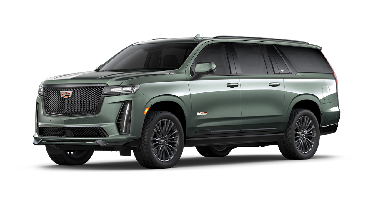 A Side Profile of the Green 2024 Cadillac Escalade-V ESV