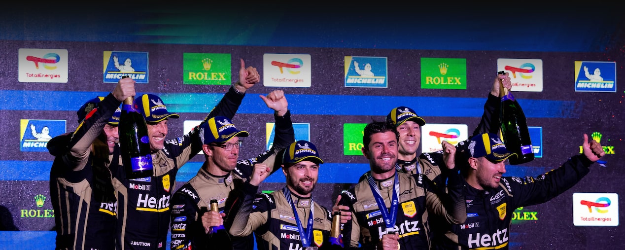 The Cadillac Racing Team Behind the Pink V-Series.R Racecar Celebrating the Petit Le Mans Victory