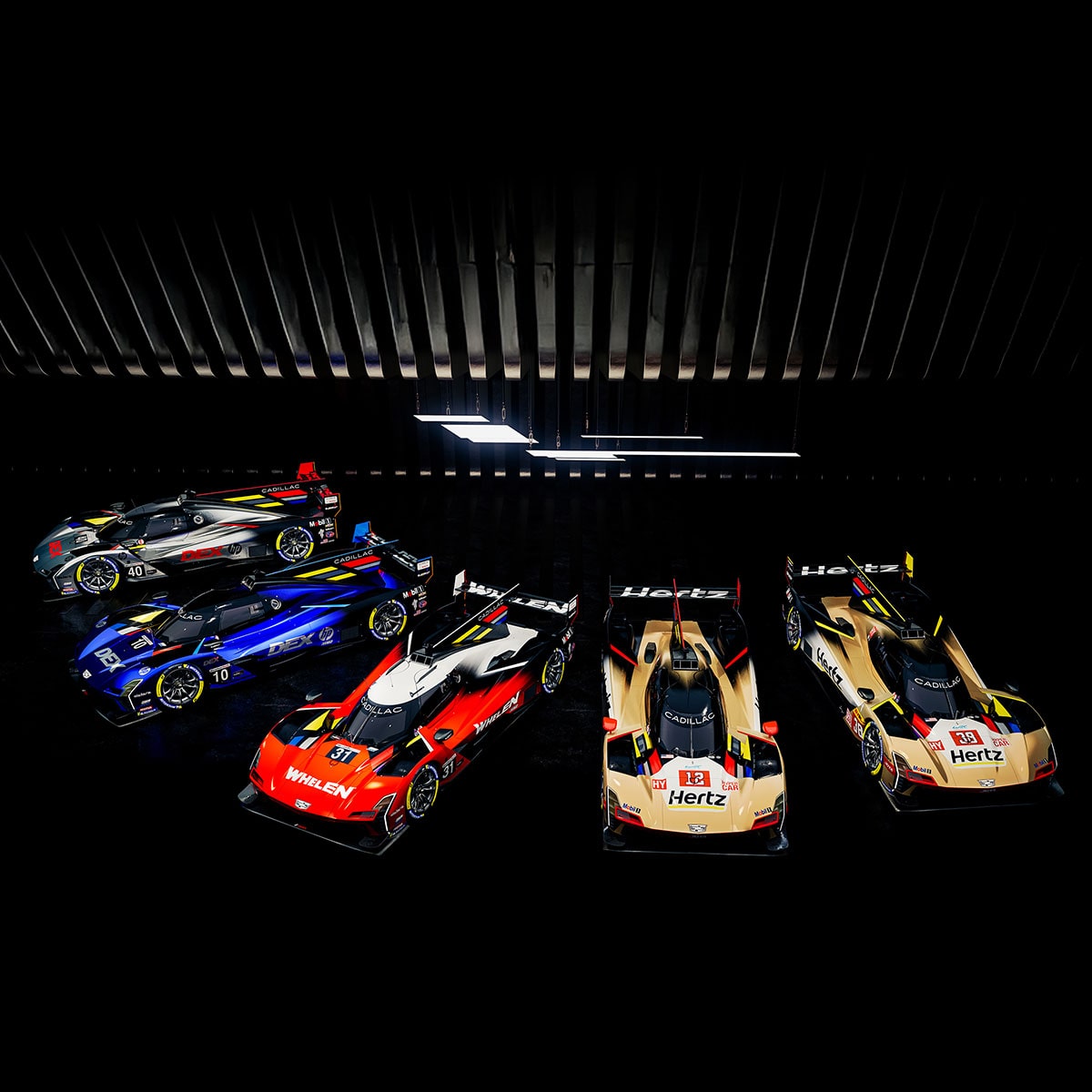 Top View of the Blue Cadillac V-Series.R Racecar While Parked