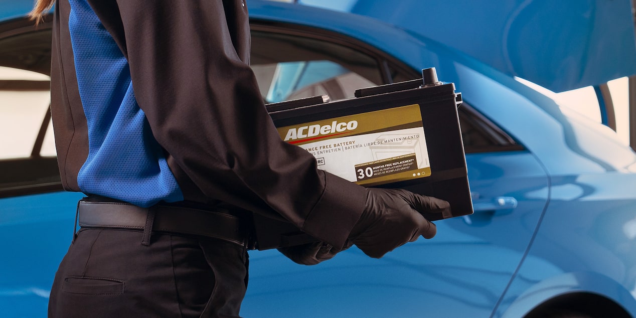 A Person Is Carrying and Walking with an Acdelco Battery