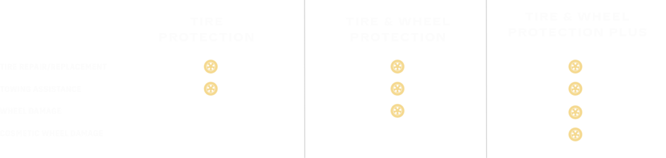 Cadillac Protection Tire and Wheel Coverage Comparison Chart