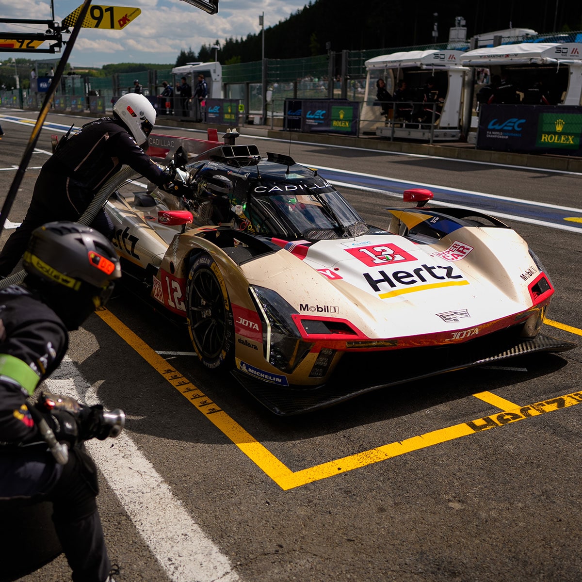 The No.12 Cadillac V-Series.R Racecar Parked at a Pit Stop