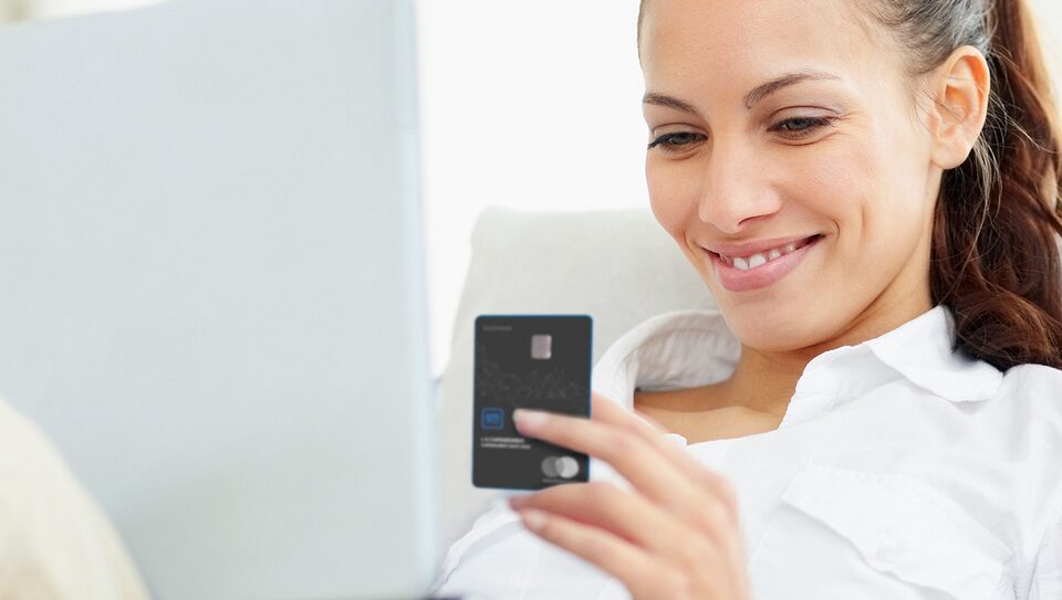 Woman Paying Her GM Business Card Statement Online