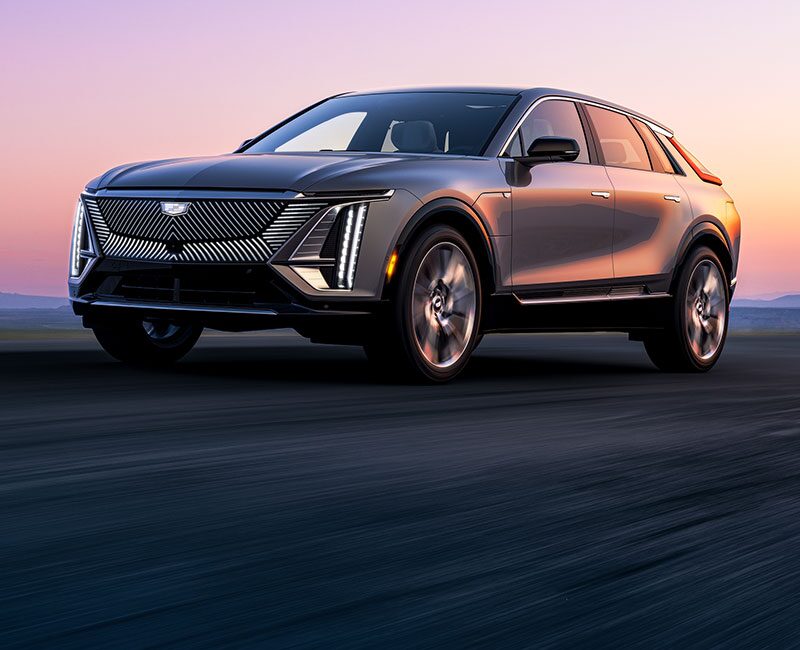 2023 Cadillac LYRIQ EV Parked in Front of Sunset