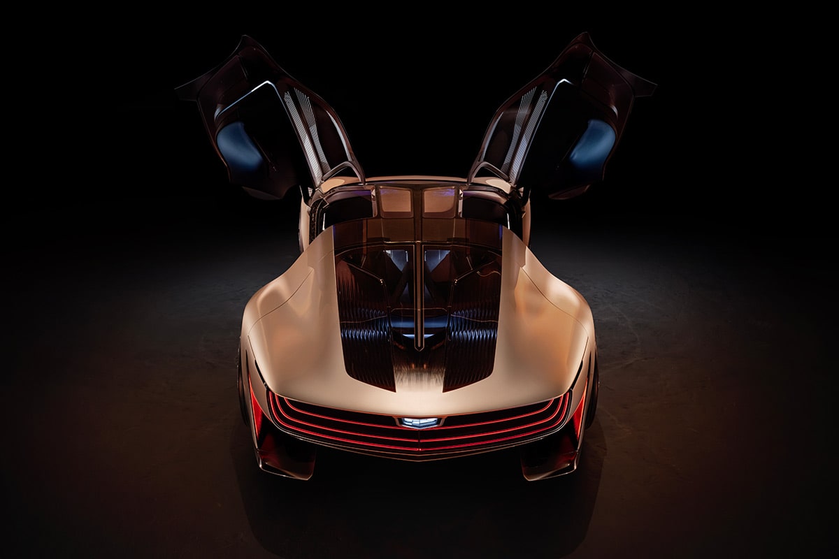 Top View of the Cadillac Opulent Velocity Concept Vehicle with Butterfly Doors Open
