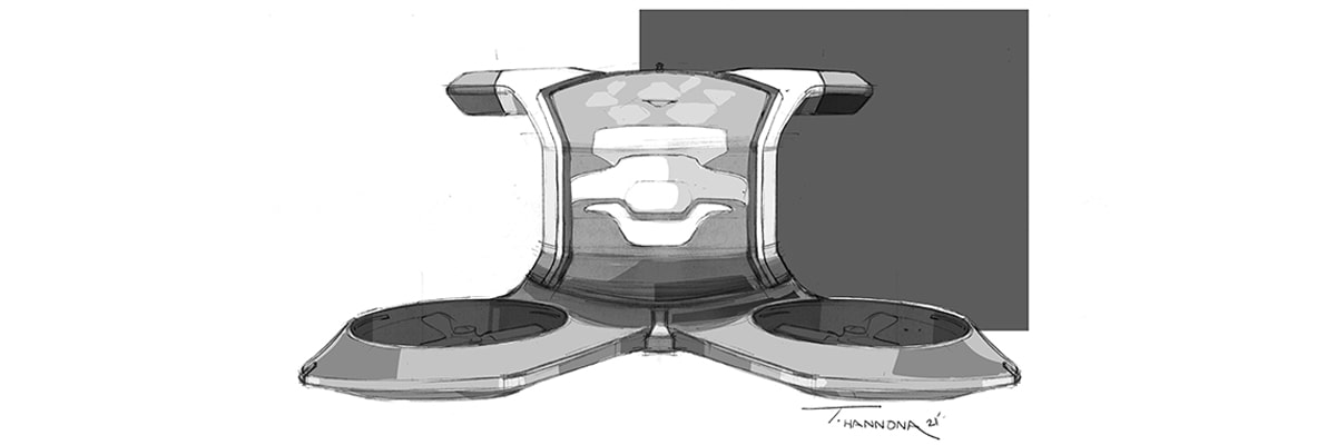 A Black and White Sketch of the Cadillac PersonalSpace Concept Vehicle