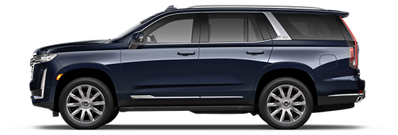 A Side Profile View of the Blue Cadillac Escalade