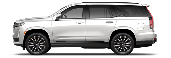 A Side Profile View of the White Cadillac Escalade