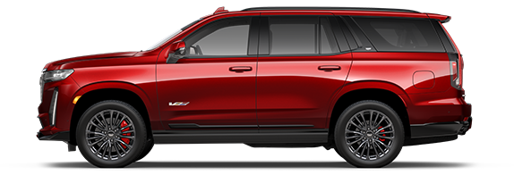 The Side Profile View of the Cadillac Escalade in Red