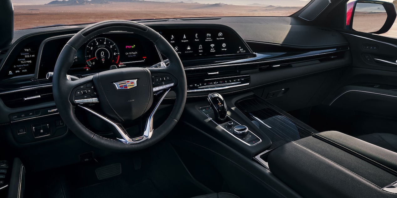 Interior Steering Wheel and Dashboard Inside the 2024 Cadillac Escalade V