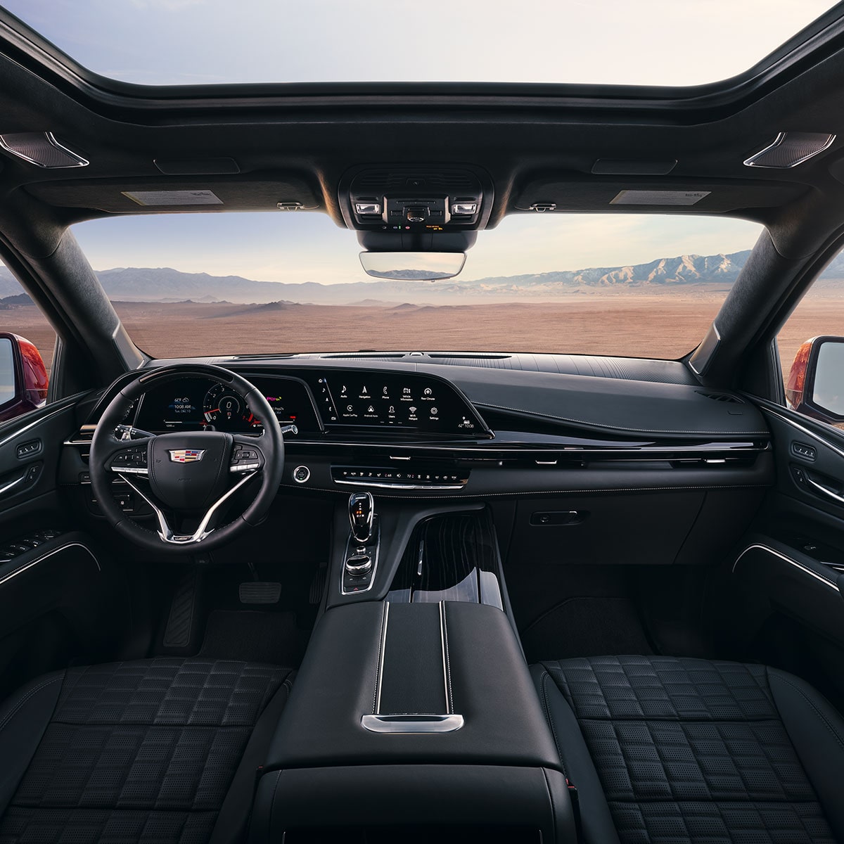 Front Row Interior View Inside the 2024 Cadillac Escalade V