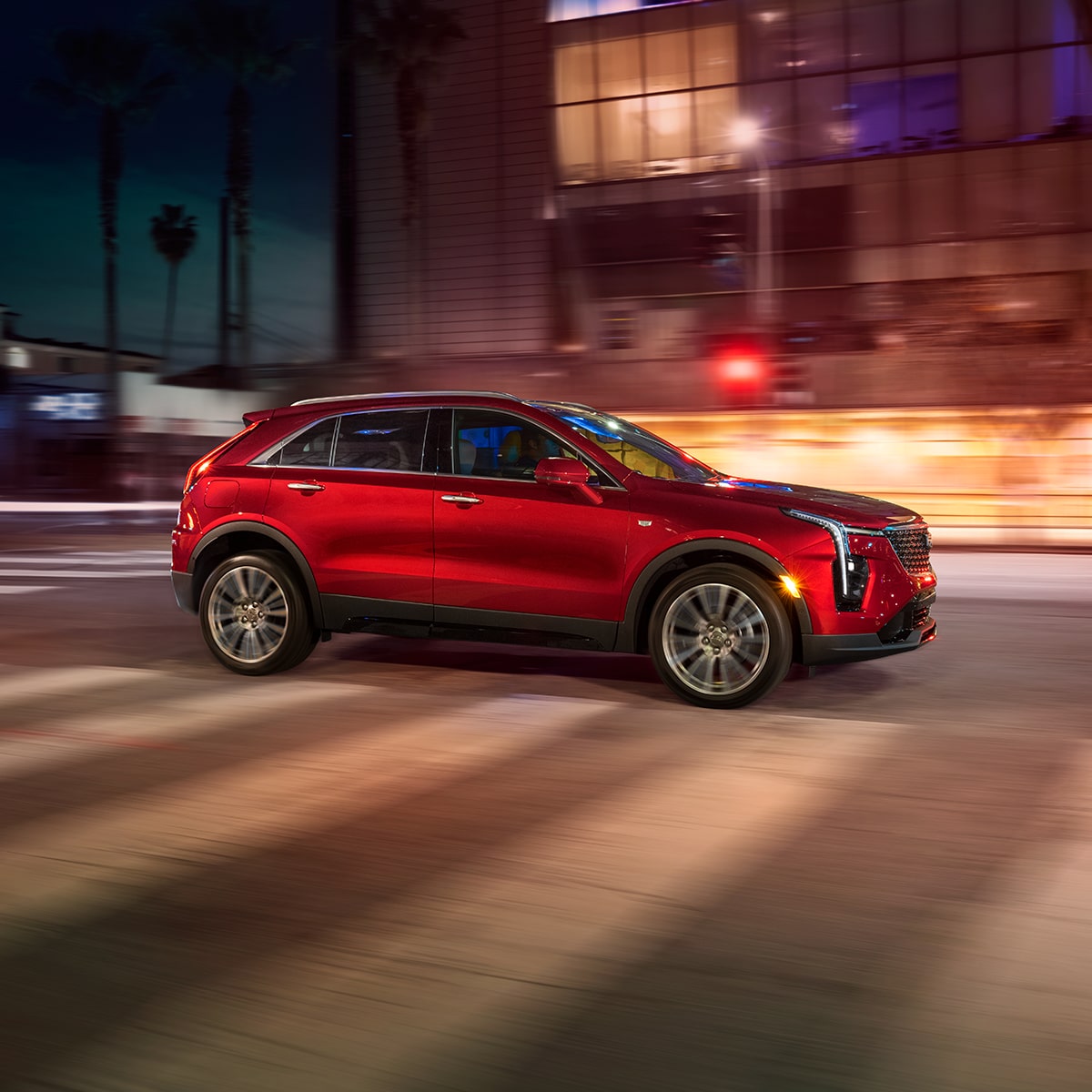 The XT4 Passing a Crosswalk while Driving Through the City at Night