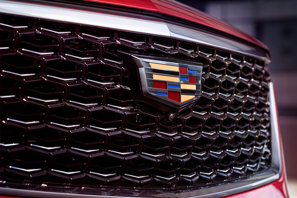 Close-Up View Of Exterior Grille And Badging On The 2024 Cadillac XT4