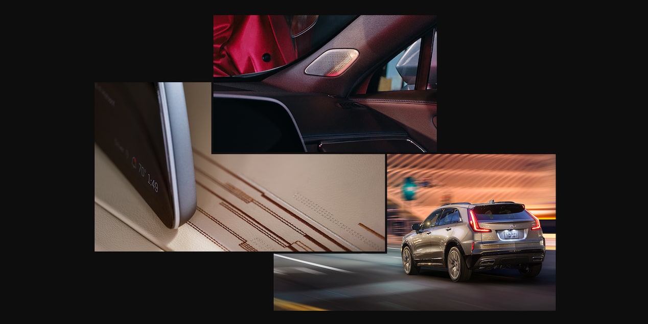 Collage de fotos que muestran la Cadillac XT4 2024