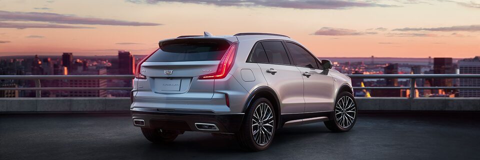 The Impressive Rear-End Design of the Cadillac XT4 Parked During the Sunset