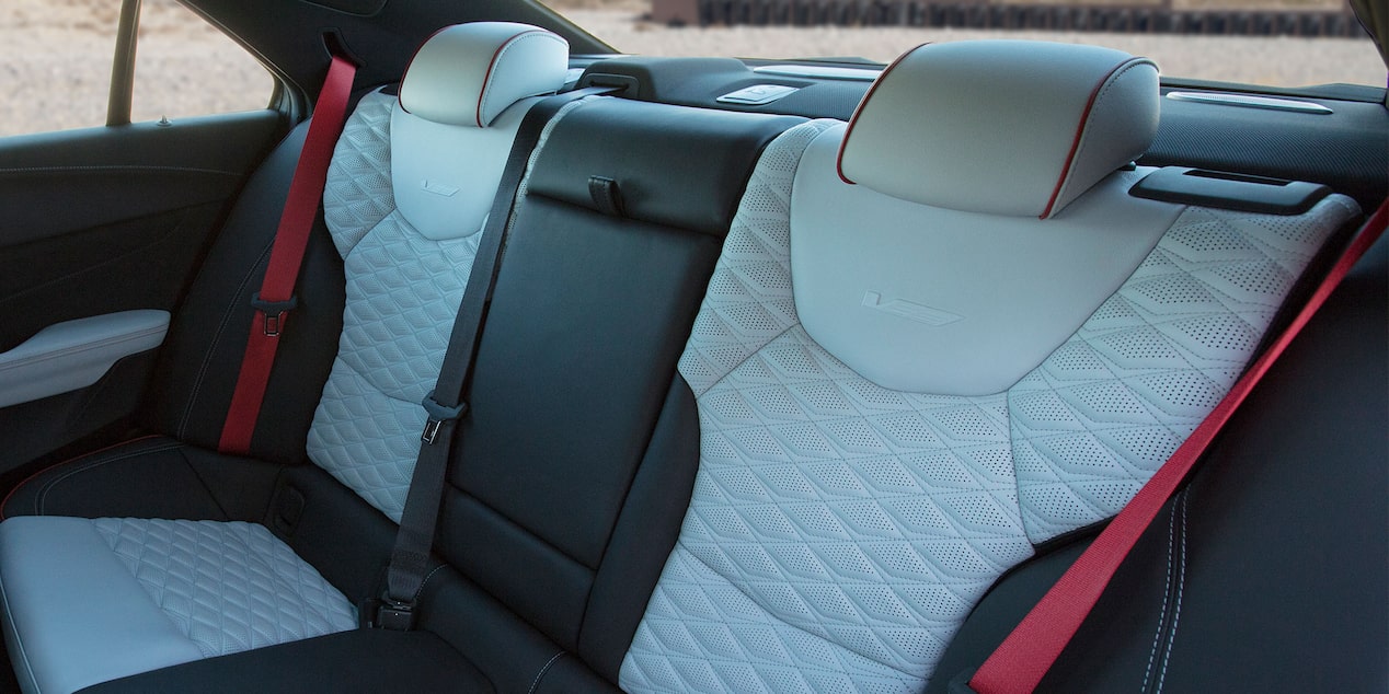 Torch Red Seatbelts in a CT4-V