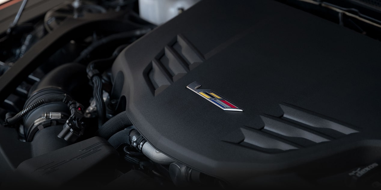 The V-Series Logo on the Engine Cover of the CT4-V