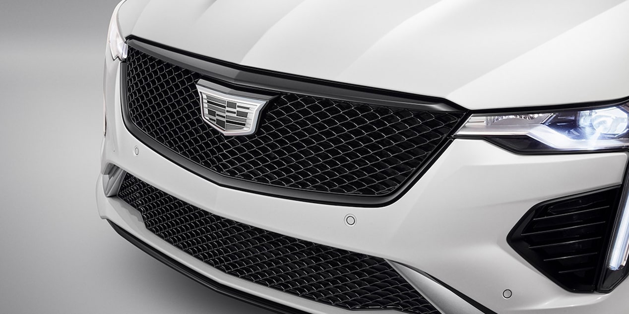 The Front Grille of the CT4-V with a White Backdrop