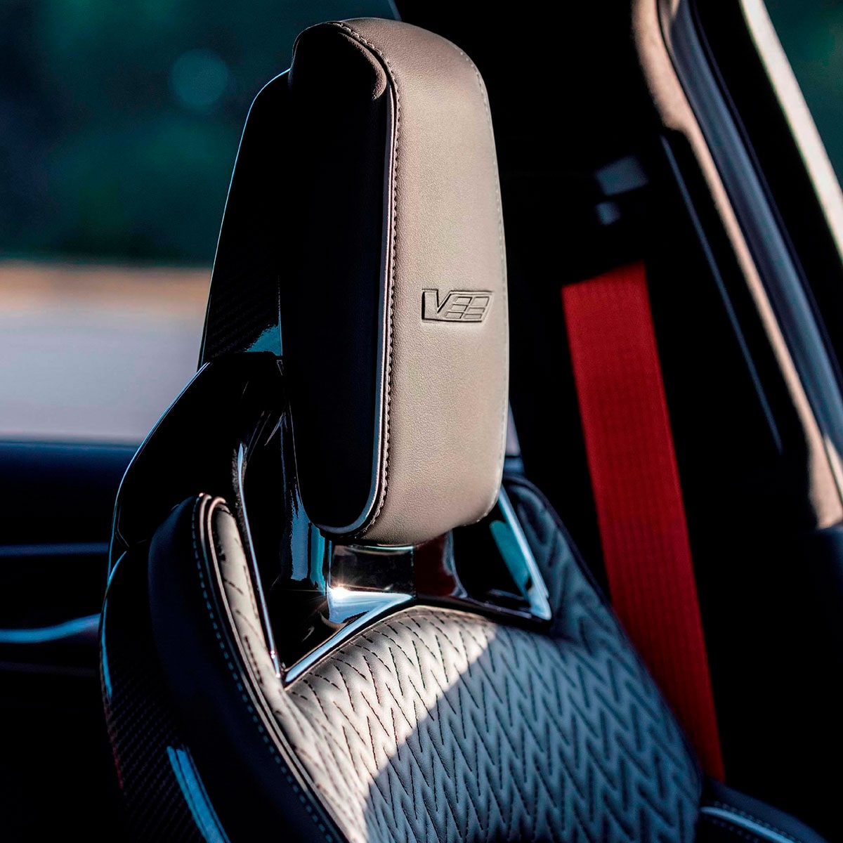 Torch Red Seatbelt on a CT5-V Blackwing