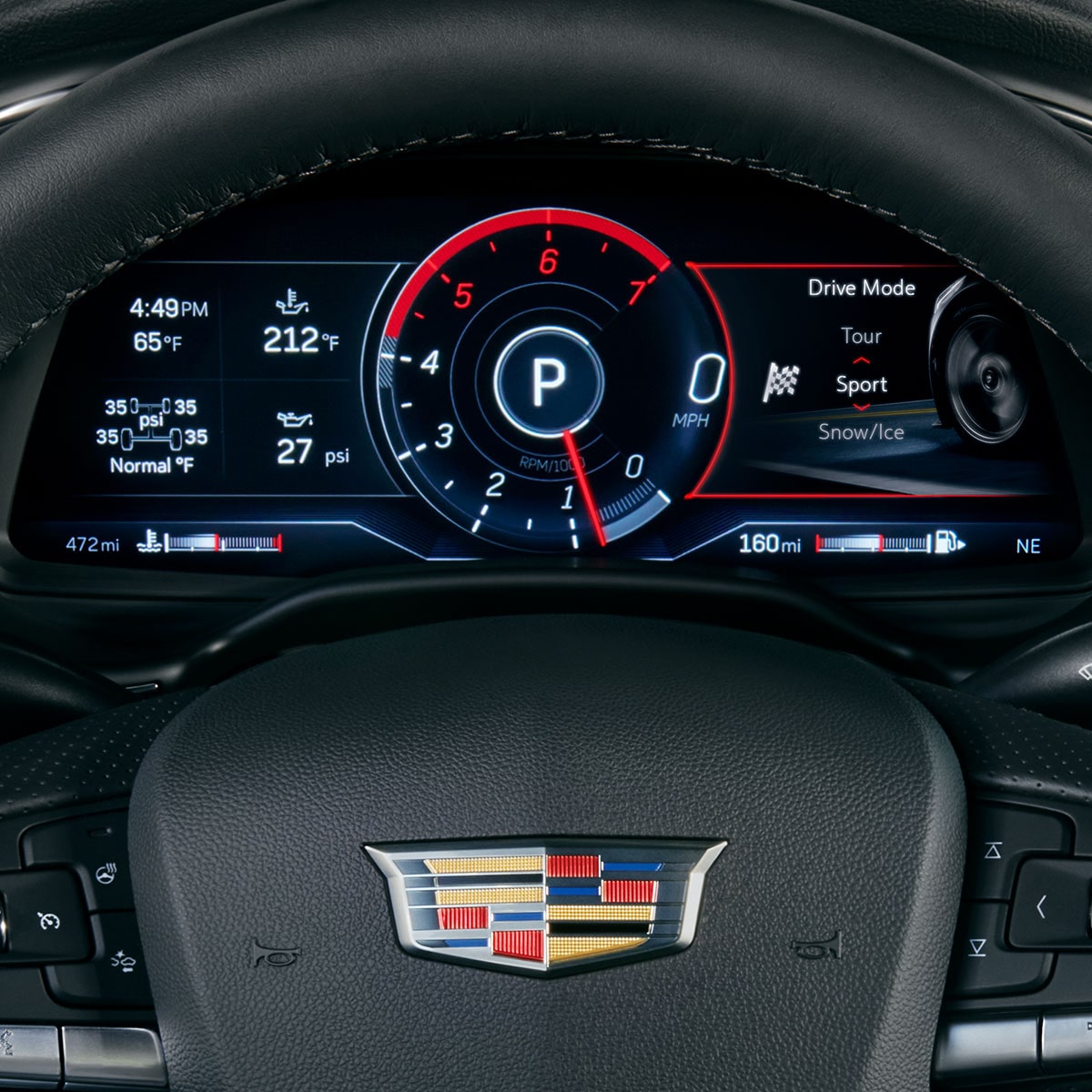 Característica del selector de modo del conductor en el tablero, en el interior del Cadillac CT5 2023