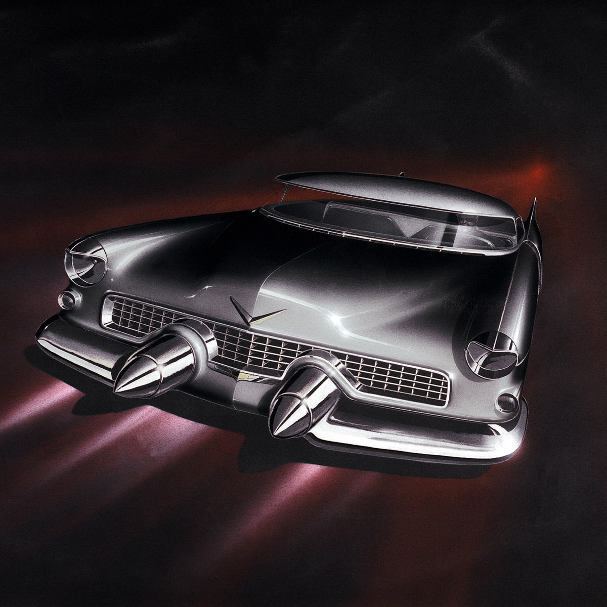 Parte delantera de Eldorado, por Ed Glowacke, sin fecha. Impresión digital de la representación original, acrílico, gouache sobre papel Canson. Del archivo de diseño y colecciones especiales de GM