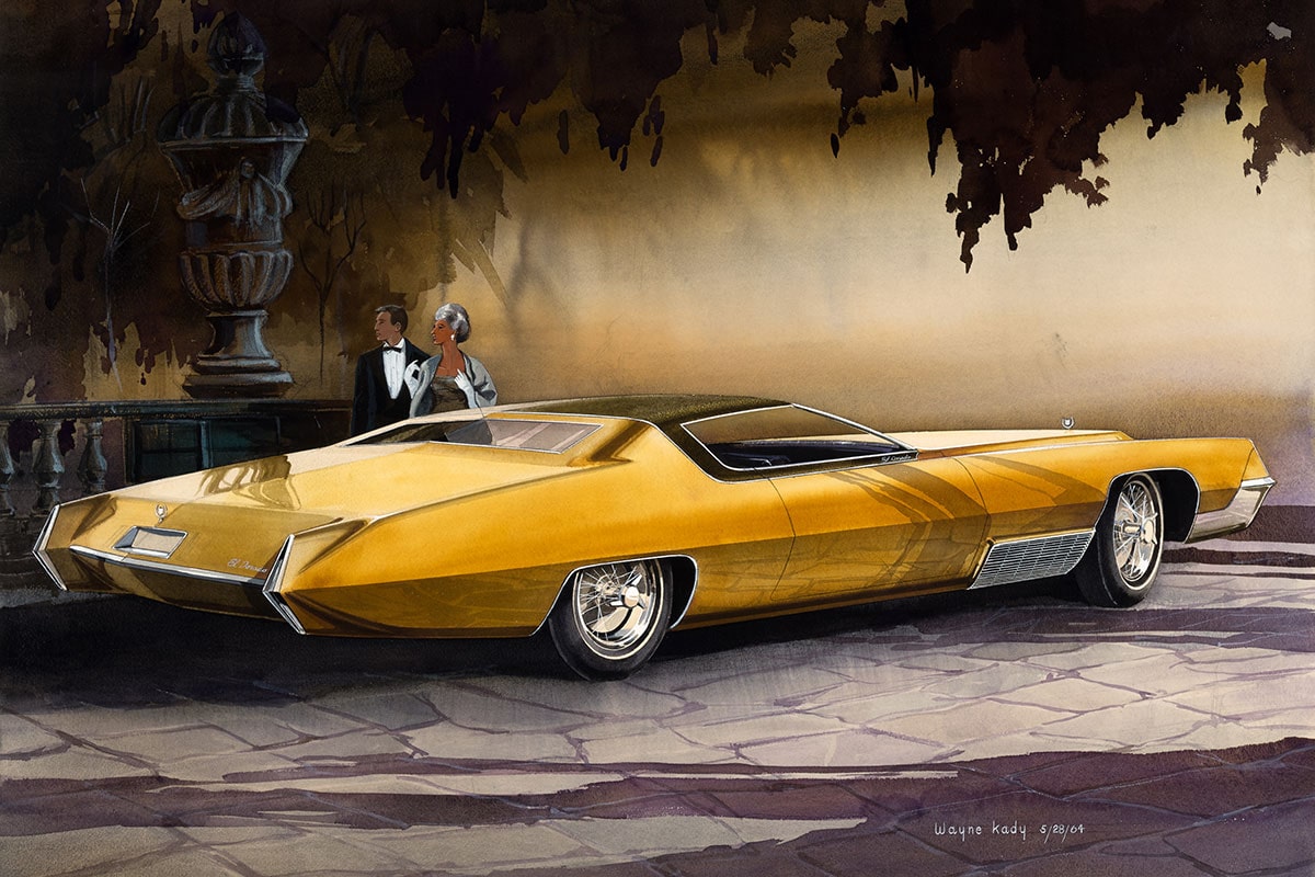 Fleetwood ElDorado 1967, por Wayne Kady, 5/28/1964. Impresión digital de la representación original, acuarela sobre papel. Del archivo de diseño y colecciones especiales de GM