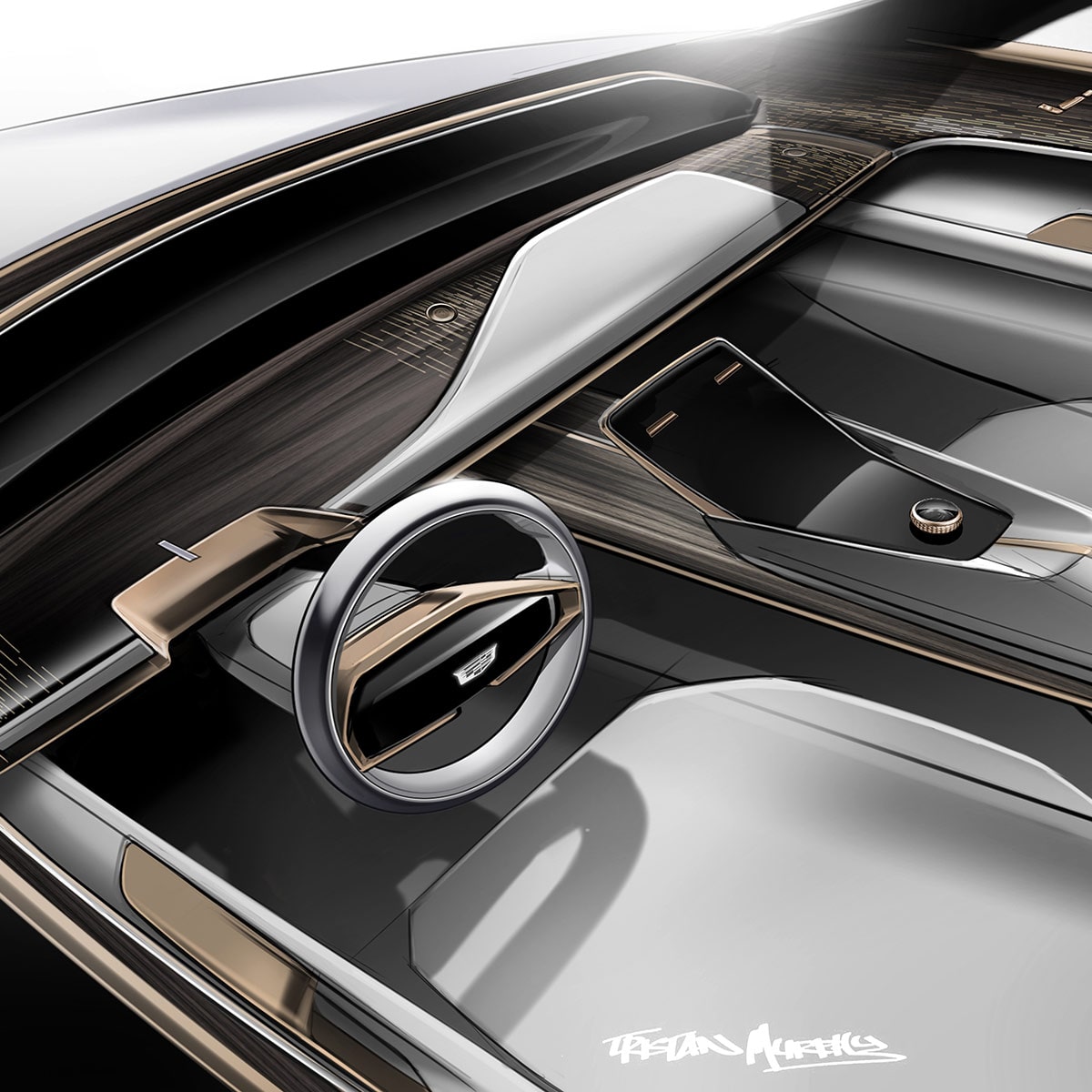 Concepto del interior visionario de un vehículo Cadillac