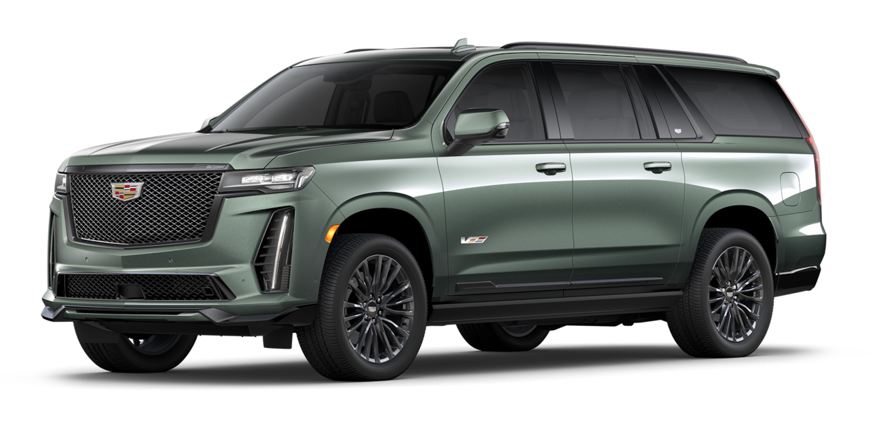 A Side Profile of the Green 2024 Cadillac Escalade-V ESV