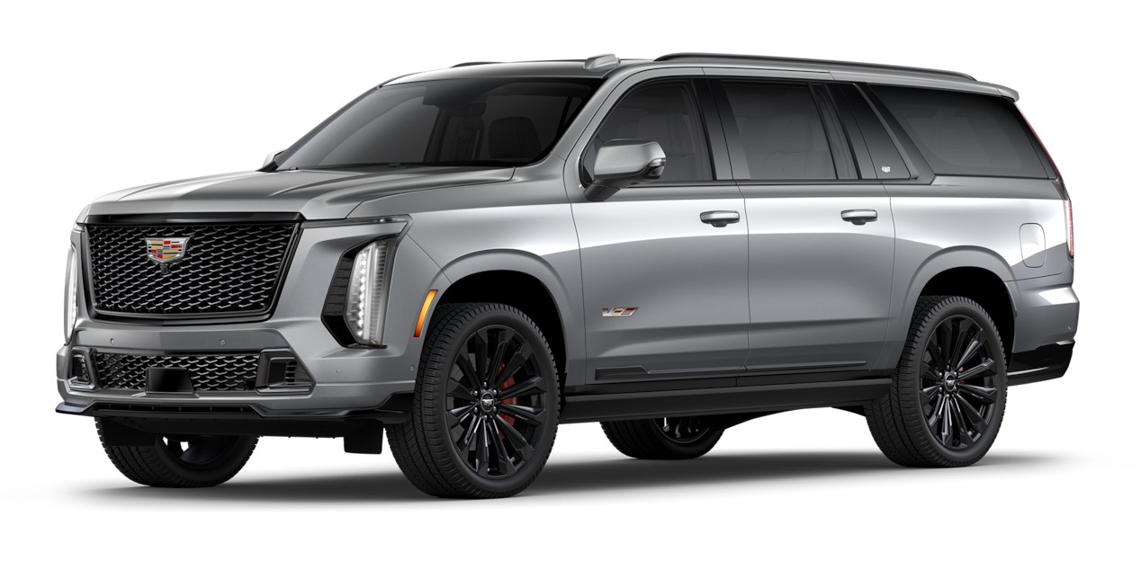 A Side Profile of the Silver 2025 Cadillac Escalade-V ESV