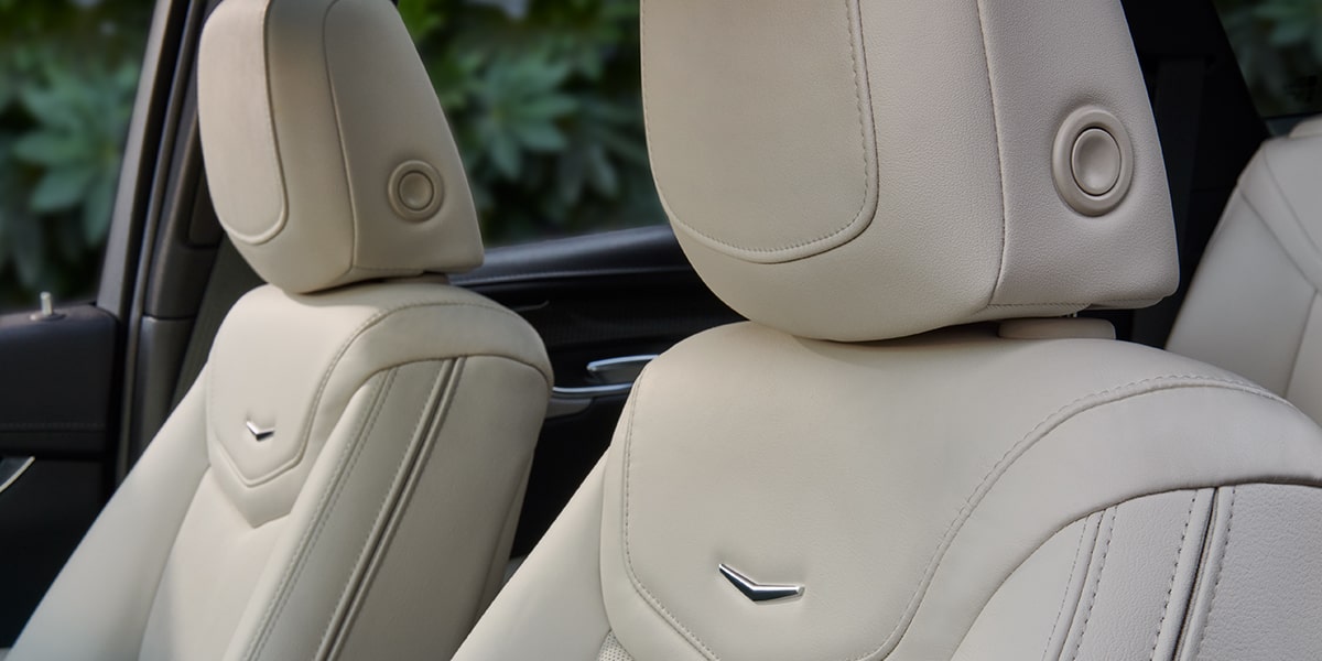 Close-Up of White Interior Seating Inside the 2025 Cadillac XT5