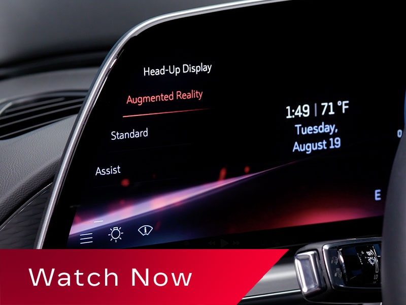Close-up of the Cadillac LYRIQ Augmented Reality Feature on the Driver's Dashboard Screen