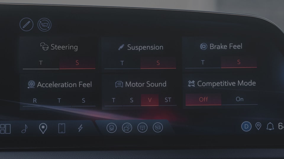 2027 Cadillac LYRIQ-V Drive Mode Controls Displayed on the Infotainment Screen.