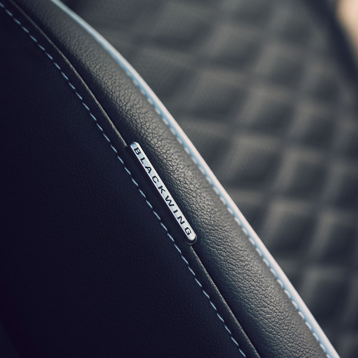 Close-up of the Blackwing Nameplate Detail on a 2025 CT4-V Seat