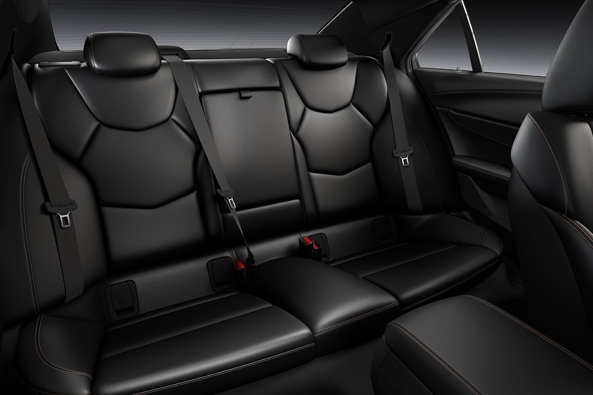 Passenger View of the 2025 CT4-V All-black Leather Backseat