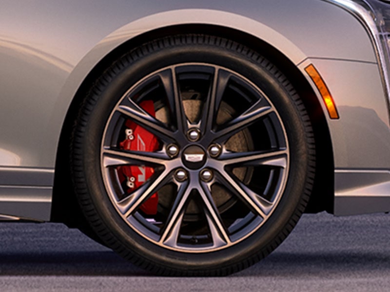 Close-up View of a 2025 CT4 Premium Alloy Wheel