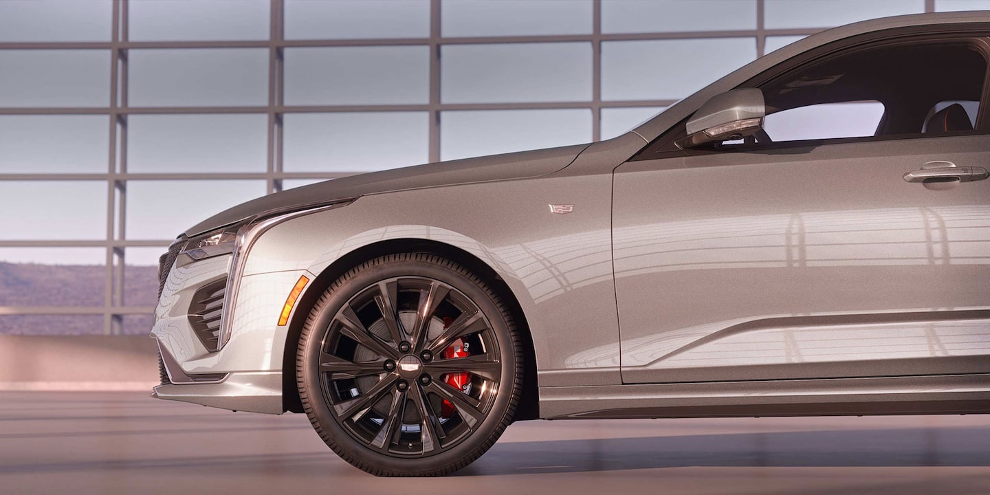 All New CT-4 All Wheel Drive with Polished/Dark Android finish 19 inch alloy wheels and red Cadillac branded brake calipers