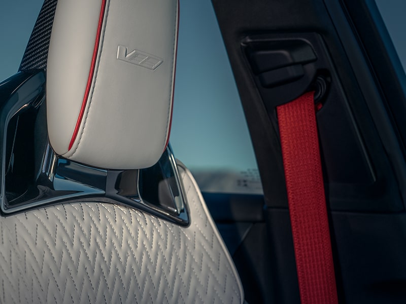 Close-up of a White Seat in a 2025 Cadillac CT5-V