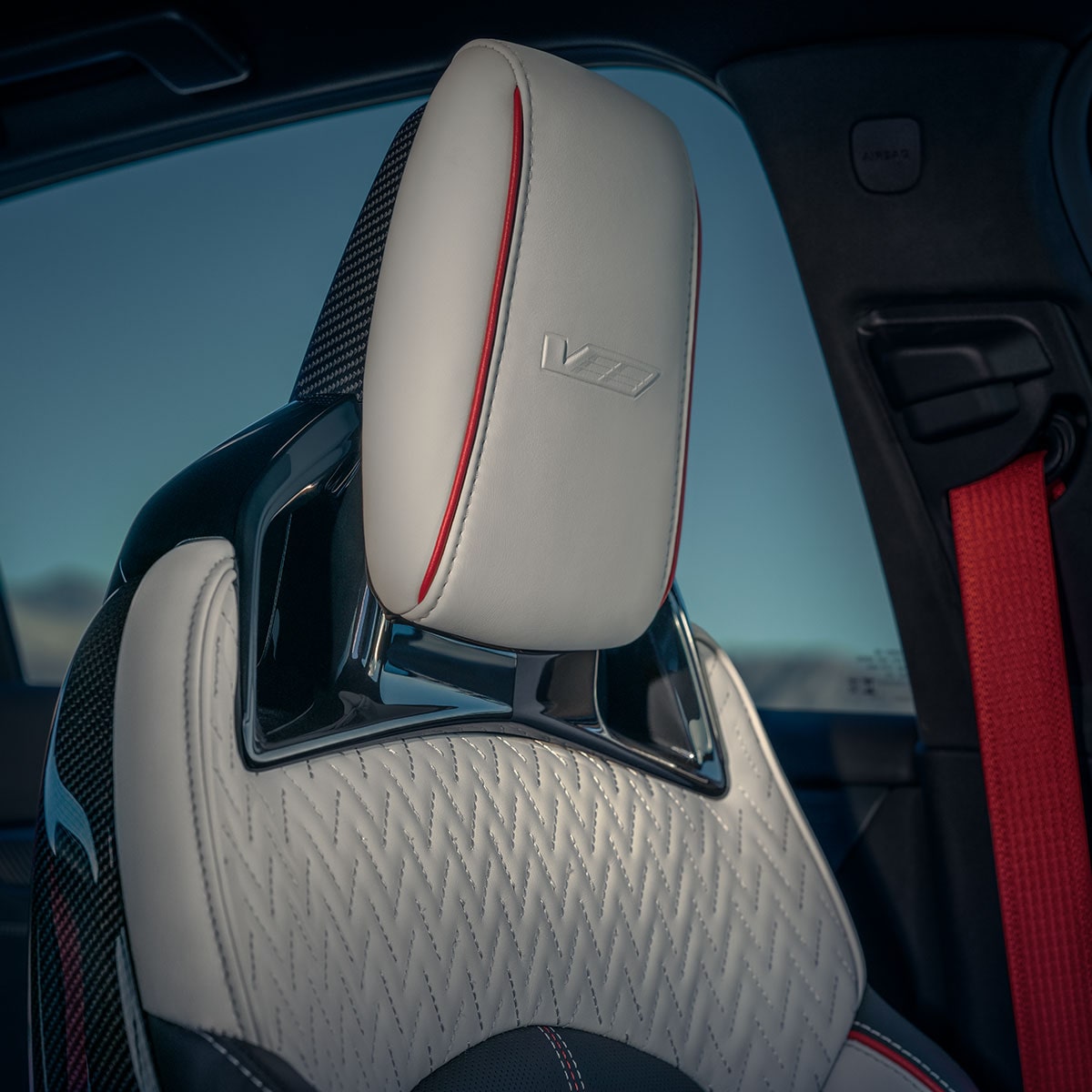 Close-up of a White Seat in a 2025 Cadillac CT5-V