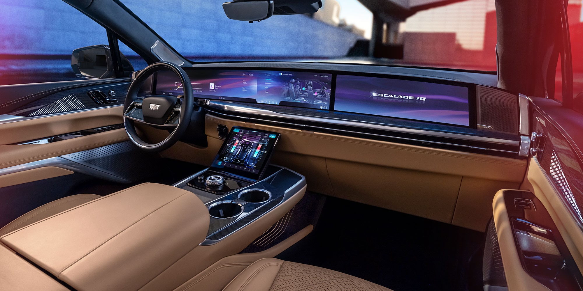 2026 cadillac escalade iq interior dashboard and front seating