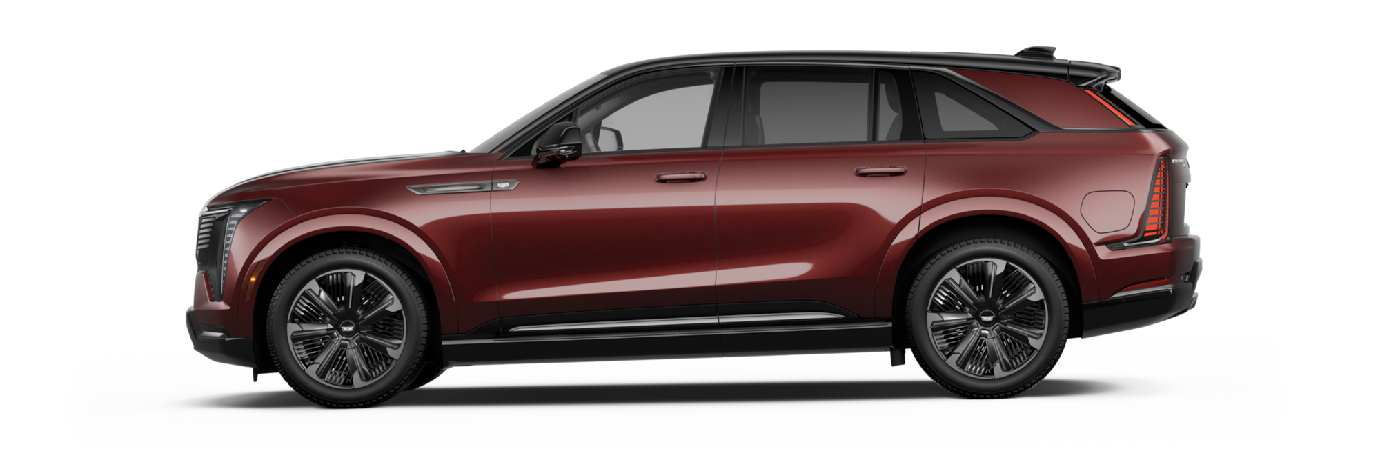 Side Profile of the Maroon  2026 Cadillac ESCALADE IQ Electric SUV